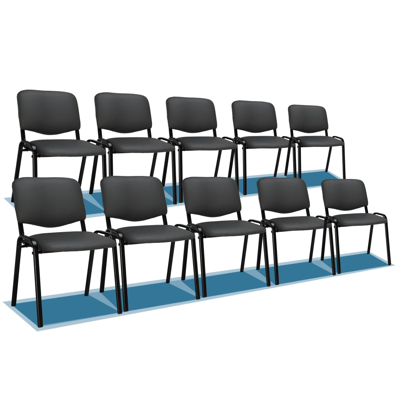 Vingli 10-pack Waiting Room Chairs, Stackable Chair for Office, Pu-grey
