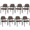 Clatina Leather Guest Chair Sets of 8, Office Reception Chair No Wheels with Armrests and Lumber Support, Ergonomic Desk Armchair for Meeting