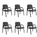 Clatina Waiting Room Chairs with Padded Arms Leather Guest Chair No Wheels for Office Reception and Conference Desk with Sled Base Black, 6pk