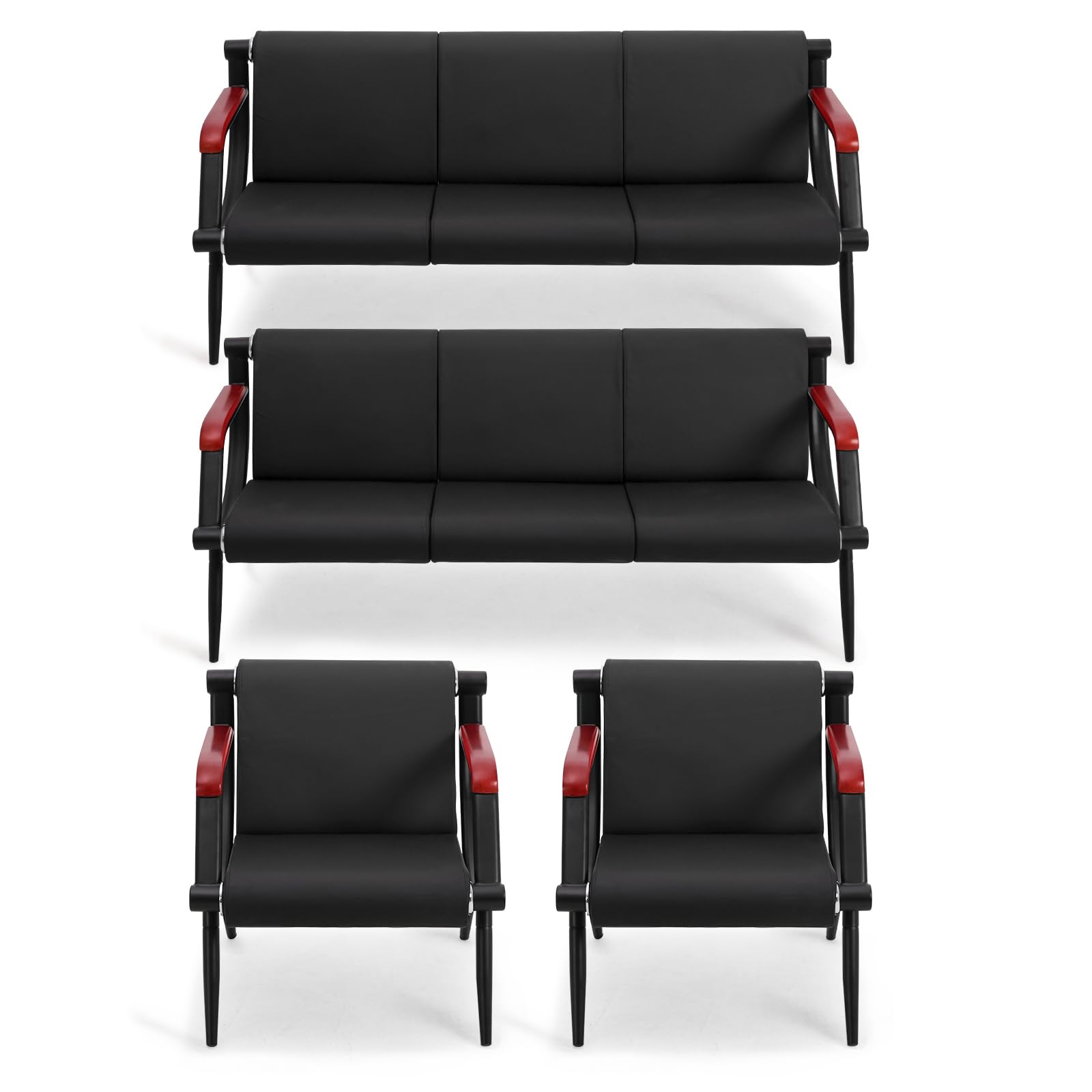Wonline Waiting Room Chairs Bench, Office Furniture Reception Chairs with Arms, Leather Chairs Is Suitable for