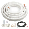 ICOOL 16 Ft. Mini Split Line Set, 1/4" & 5/8" O.D. Twin Copper Pipes, 3/8" Thickened PE Insulated Coil Copper Line for Air Conditioner HVAC Refrigeration and Heating Equipment, with Fittings
