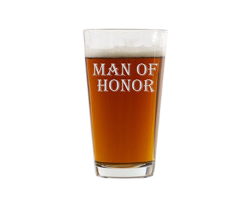 Man of Honor Pint Glass Male Bridesmaid Glasses Gift for Brides Man Wedding Party Glasses