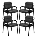 Newbulig Waiting Room Chair, Office Guest Arm Desk Chair No Wheels Leather Stationary for Reception, Comfy Padded Arms, for Conference Room