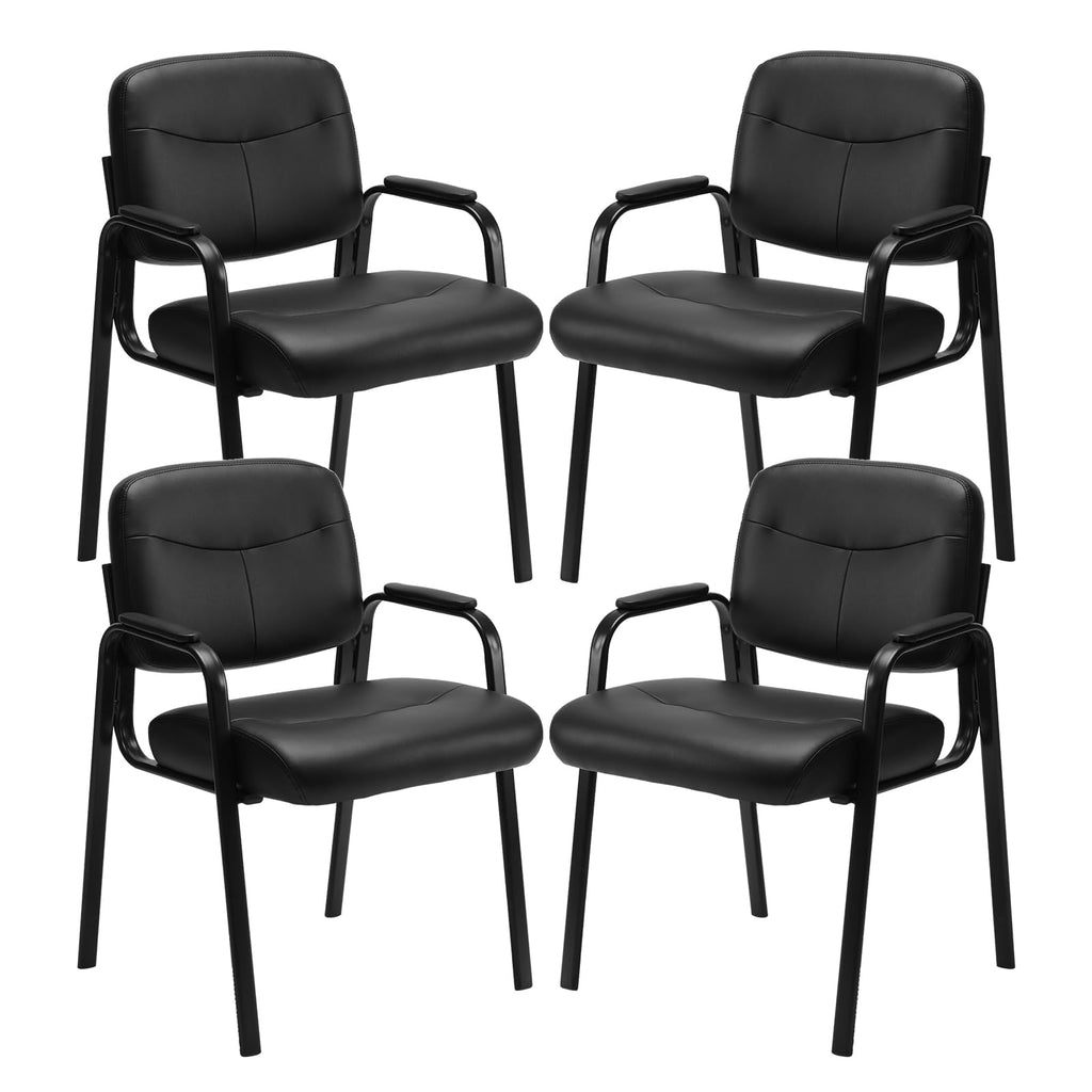 Newbulig Waiting Room Chair, Leather Stationary Office Guest Reception Chairs No Wheel,comfy Padded Arms,for Conference Room Lobby Side Breakroom