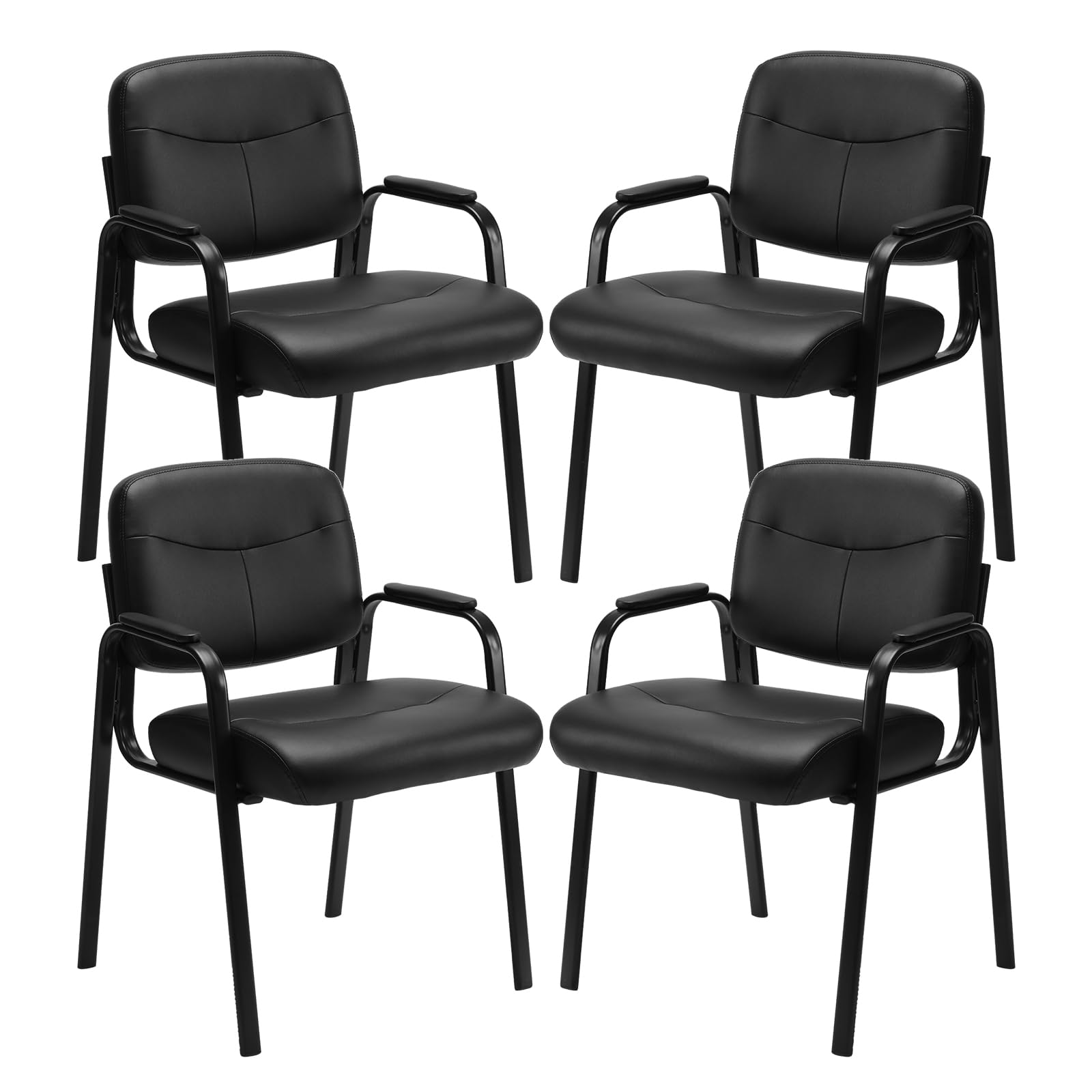 Newbulig Waiting Room Chair, Leather Stationary Office Guest Reception Chairs No Wheel,comfy Padded Arms,for Conference Room Lobby Side Breakroom