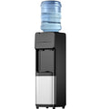 Top Loading Water Dispenser for 3 or 5 Gallon Bottles, Cold & Hot Water Dispenser with Child Safety Lock, Top-Load Water Cooler Dispenser for Home, Office, Kitchen, Black & Stainless