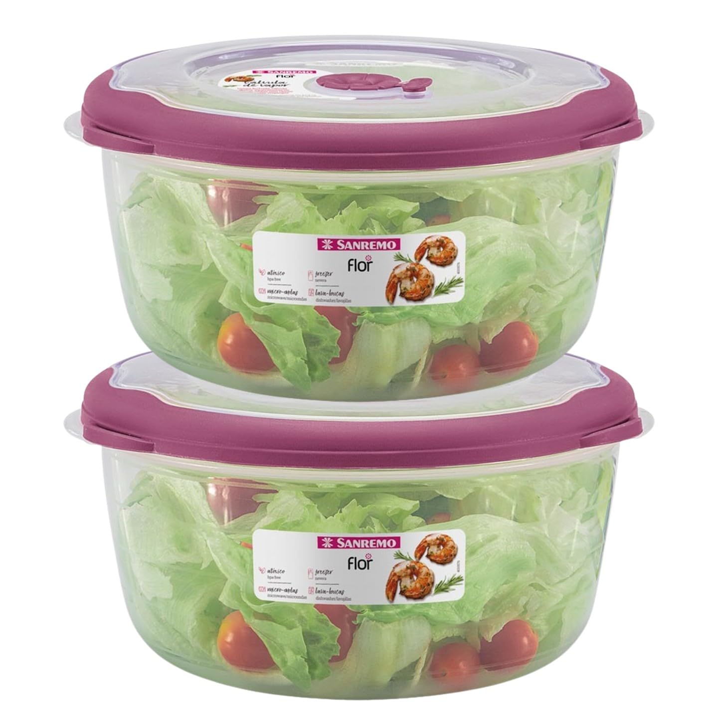 Tribello Large 10 Cup Food Storage Bowl with Lid, Salad Bowl With Airtight/Steam Vent Lid Dishwasher/Freezer and Microwave Safe Container For Serving and Storing, BPA Free - Round - 80 Oz - 2 Pack