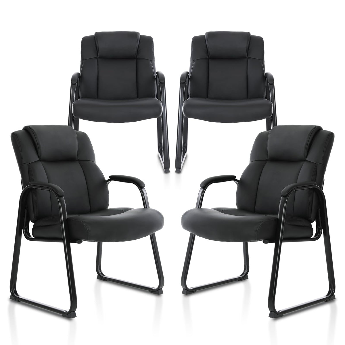 Clatina Big & Tall 500 Lb. Guest Chair, Leather Reception Chairs with Sled Base and Padded Arm Rest for Waiting Room Office Home and Meeting