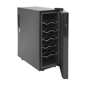 12 Bottle Wine Fridge, Freestanding Wine Cooler with Glass Door, Wine Cooler Refrigerator with Digital Temperature Display, Beverage Can Refrigerator for Red, White & Sparkling Wine, Champagne