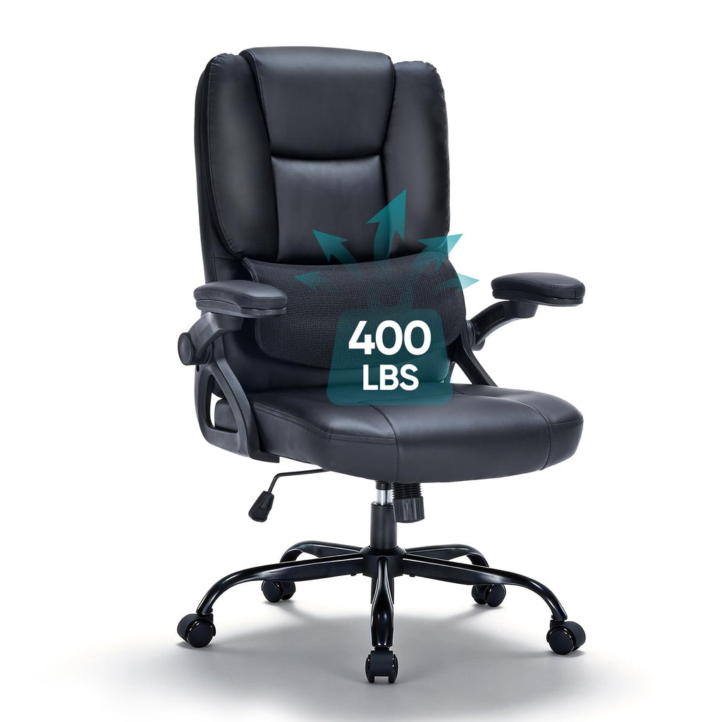 Sitpro 400lbs Executive Office Chair Wiht 3 Way Adjustable Armrest, Dark Black