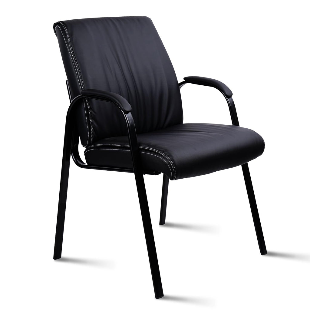 Clatina Big Tall Wide Office Guest Chair Heavy Duty 500lbs Leather Comfy Side Reception Chairs with Arms No Wheels, Executive Bariatric Lobby