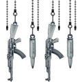4Pcs Silver Ceiling Fan Pull Chains Extension Gun Bullet Shaped Pendant,14 Inch 3mm Beaded Ball Fan Lamp Chain Decorative Extender Ornament with Connector
