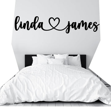 Couples Bedroom Decor, Personalized Two Name Metal Wall Sign