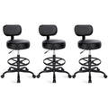 Superjare Drafting Chair with Backrest, Set of 3, Swivel Barstools for Shop, All Black