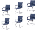 Cimota Waiting Room Chairs Leather Office Guest Chair Mid Back Reception Chairs with Sled Base for Meeting/patient/conference Room, Navy Set of 6