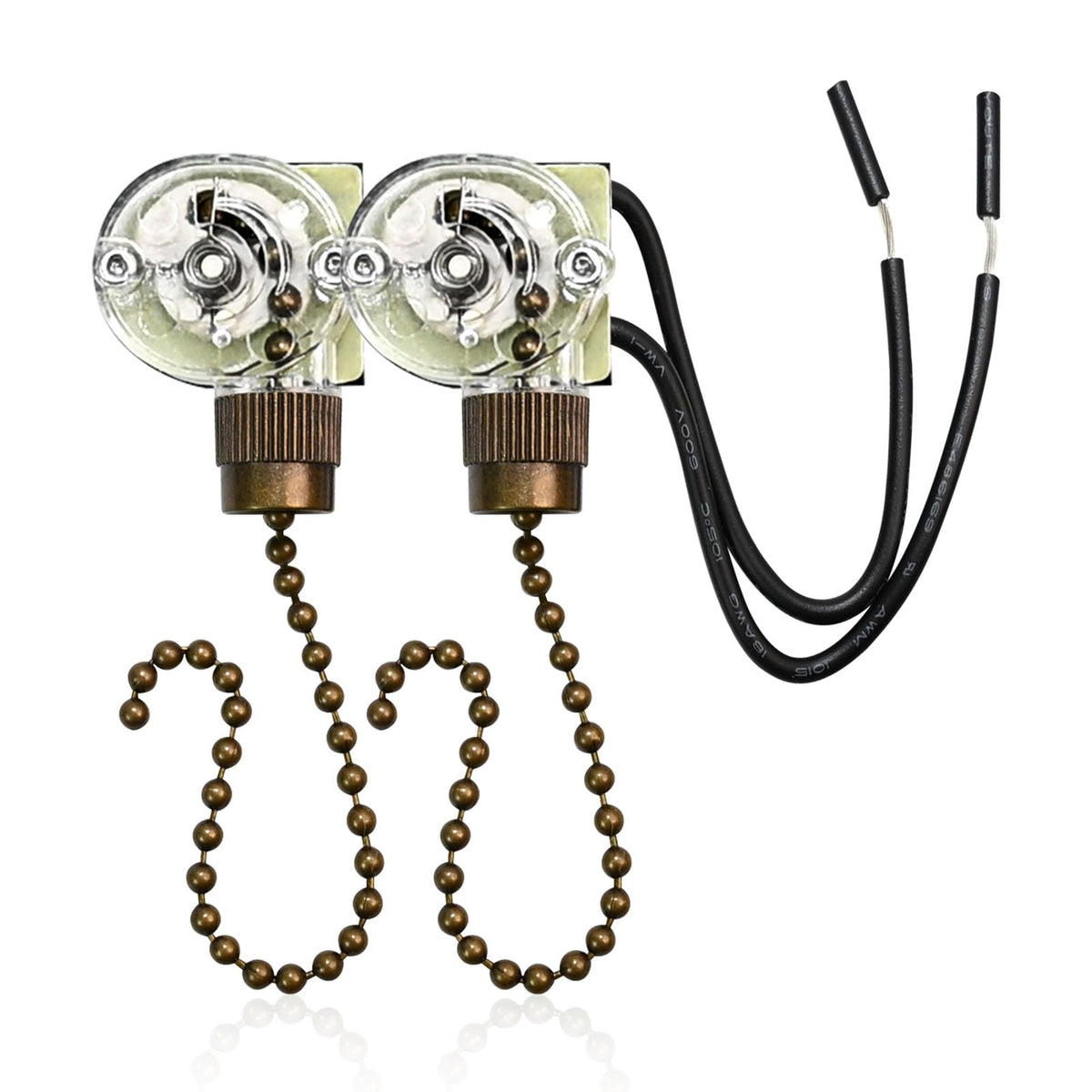 Zing Ear ZE-109 Fan Chain Pull Switch - 2PCS On-Off Speed Ceiling Fan Chain, Lamp Switch Replacement for Ceiling Fans and Wall Lights