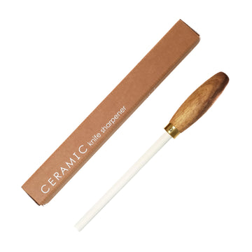 POHVALIN® Ceramic Honing Rod 8 Inch, 800-1000 Grit Knife Sharpening Rod with Walnut Wood Handle - Professional Ceramic Honing Steel for Chef, Kitchen & Japanese Knives, Edge Maintenance Tool