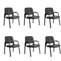 Clatina Waiting Room Guest Chair with Bonded Leather Padded Arm Rest for Office Reception and Conference Desk Black 6 Pack