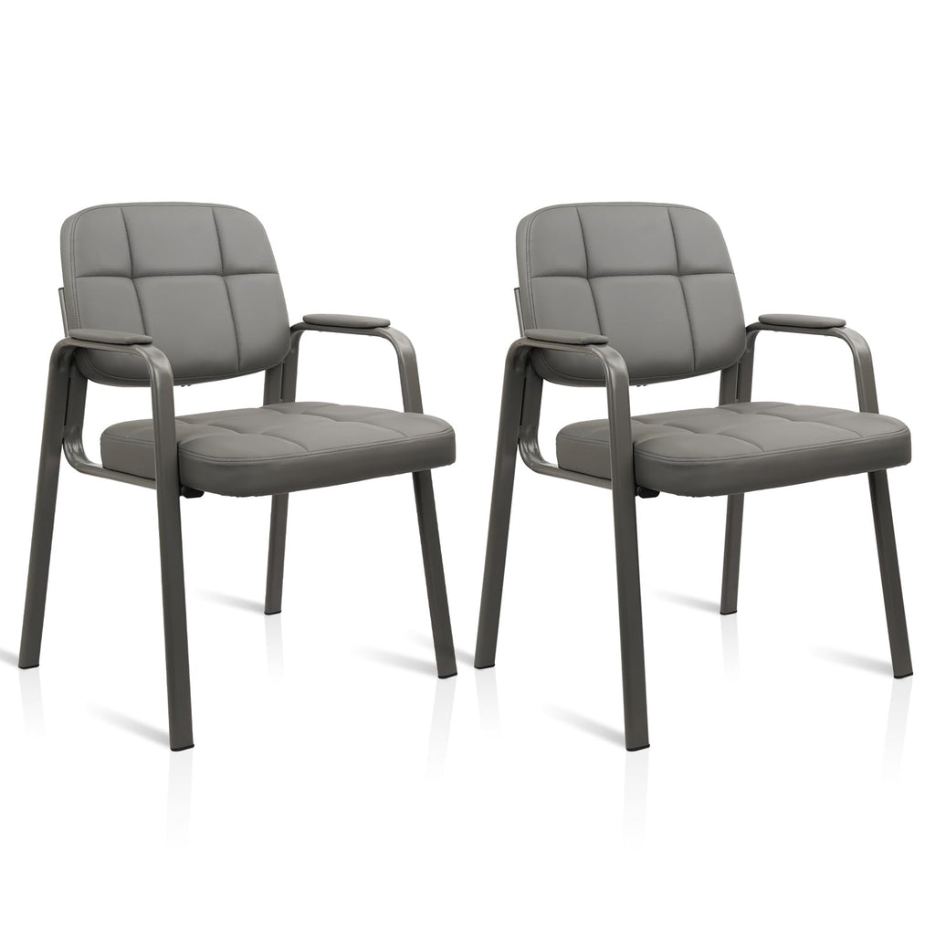 Clatina Waiting Room Guest Chair with Bonded Leather Padded Arm Rest for Office Reception and Conference Desk(grey 2 Pack)