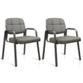 Clatina Waiting Room Guest Chair with Bonded Leather Padded Arm Rest for Office Reception and Conference Desk(grey 2 Pack)