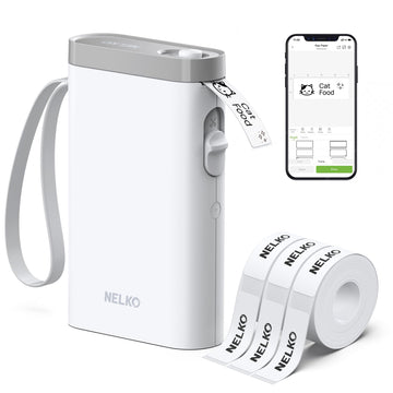 Nelko Label Maker Machine with Tape, P21 Bluetooth Label Printer with 3 Tapes, Wireless Mini Label Makers with Multiple Templates Icon Font Custom for School Office Home, White