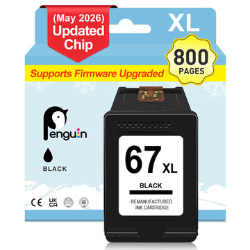 Penguin 67XL Black Ink Cartridge for HP Printers for HP Ink 67 Black | Deskjet 4200e Ink Cartridge 4258e 2800e 4255e 2852e 2827e 2855e 4227e 2700e 2710e 4100e Printers for HP Ink 67 XL 67XL Black