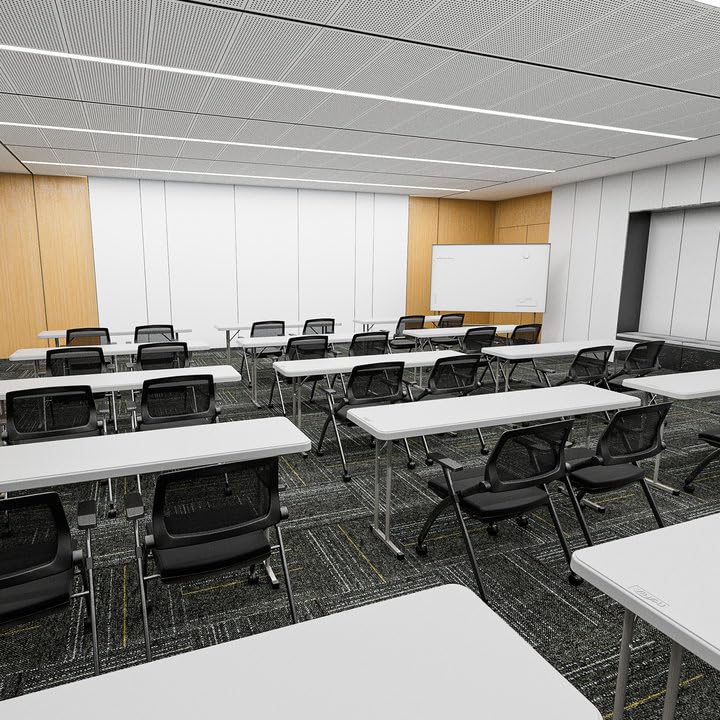 Vingli 6 Pack Stackable Conference Room Chairs with Wheels, Folding Office Chair with Rebound Back, Padded Seat for Training Room, Guest,