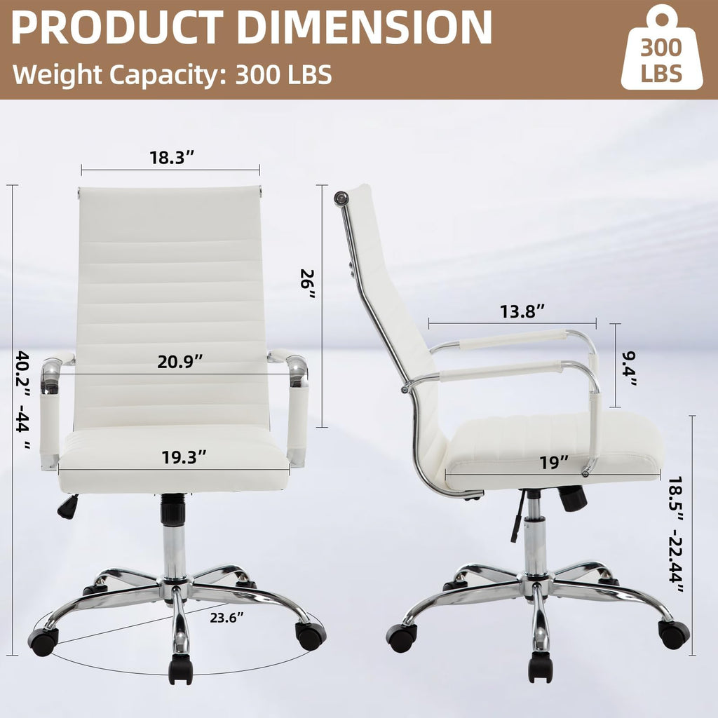 Haranuo Office Chair, Ergonomic Executive Conference Room Chairs, Ribbed Leather Desk Chair with Lumbar Support, Adjustable Height Mid-back