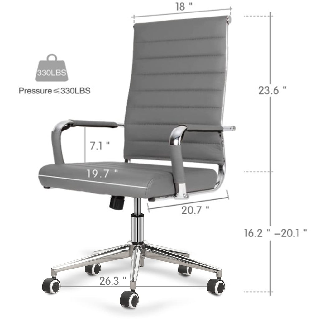 Bowthy Home Office Chair Ribbed, Modern Leather Conference Waiting Room Chairs,ergonomic Office Desk Chair, High Back Executive Computer Chair,
