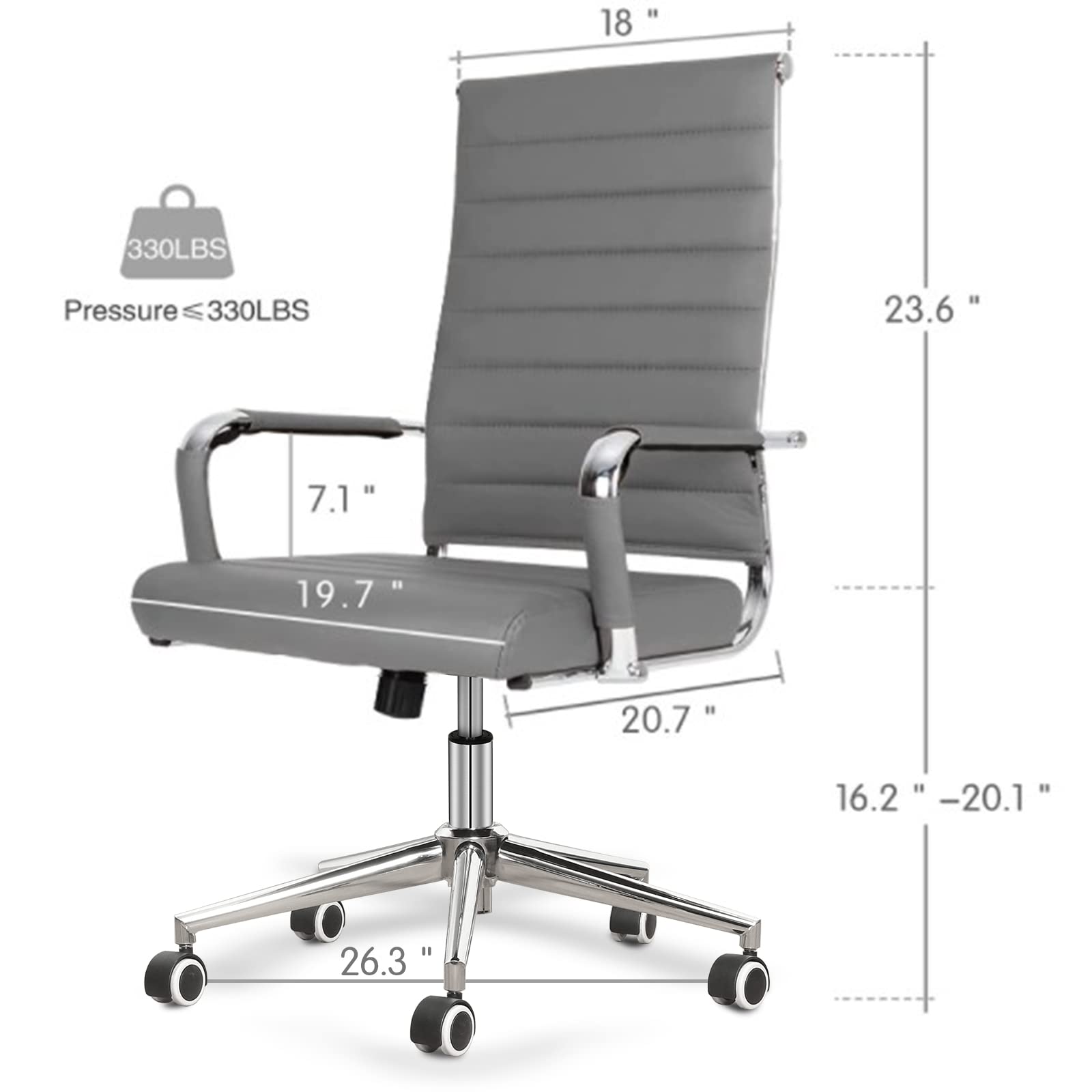 Bowthy Home Office Chair Ribbed, Modern Leather Conference Waiting Room Chairs,ergonomic Office Desk Chair, High Back Executive Computer Chair,