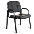 Clatina Office Guest Chair, Leather Reception Chairs with Padded Arms, Desk Chair No Wheels Stationary for Conference Lobby Waiting Room
