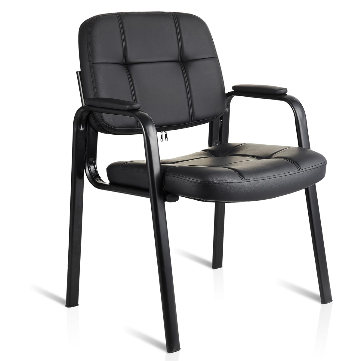 Clatina Office Guest Chair, Leather Reception Chairs with Padded Arms, Desk Chair No Wheels Stationary for Conference Lobby Waiting Room