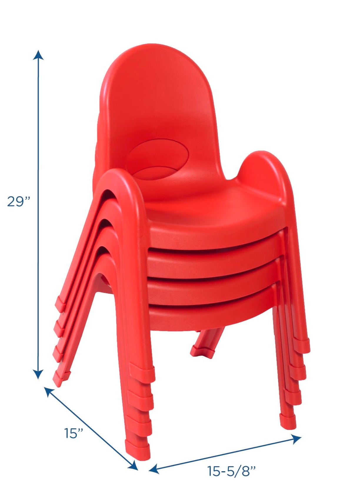Angeles Value Stack 9"h Chair, Candy Apple Red, 4 Pack, Stackable Ergonomic Seating Solution for Classrooms Daycares and Homeschools