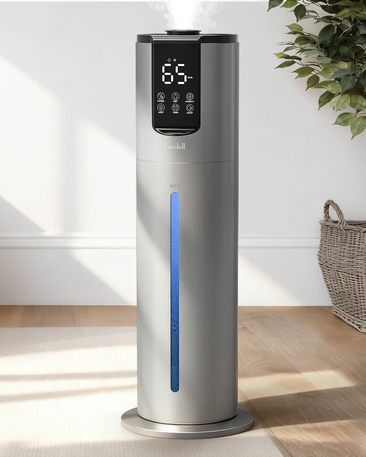 Lacidoll 8L Humidifiers for bedroom up to 500 sq ft, Easy to Clean Humidifier with Washable Parts, Ultrasonic Cool Mist Humidifier for Home Plants Baby Nursery Office, Dark Grey