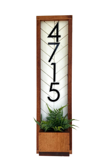 Fairview Customizable Vertical Address Sign Planter for your House, Vertical House Numbers Plaque for Outside Home, House Numbers Address Plaque, Modern House Number Sign