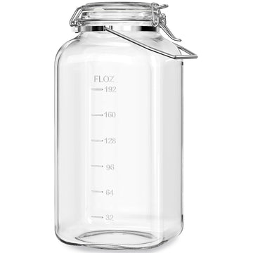 Folinstall 2 Gallon Glass Jars with Lids, 4.3" Wide Mouth Large Jar