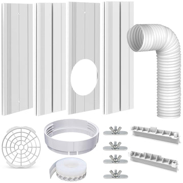 Portable Air Conditioner Window Vent Kit with 5.9" AC Exhaust Hose Accessorry, Mobile A/C Unit Window Vent Kit with 4 Vent Seal Plates for Vertical/Horizontal Sliding Window