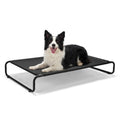 Veehoo Cooling Elevated Dog Bed, Outdoor Dog Bed for Large Dogs, Raised Dog Cot with Thickened Frame, Durable Teslin Mesh & Anti-Slip Rubber Feet, Pet Hammock for Indoor or Camping, 41" x 26", Black