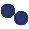 Pyrex 7200-PC 2 Cup Dark Blue Round Storage Lids - Original Genuine Pyrex Lids - 2 Pack
