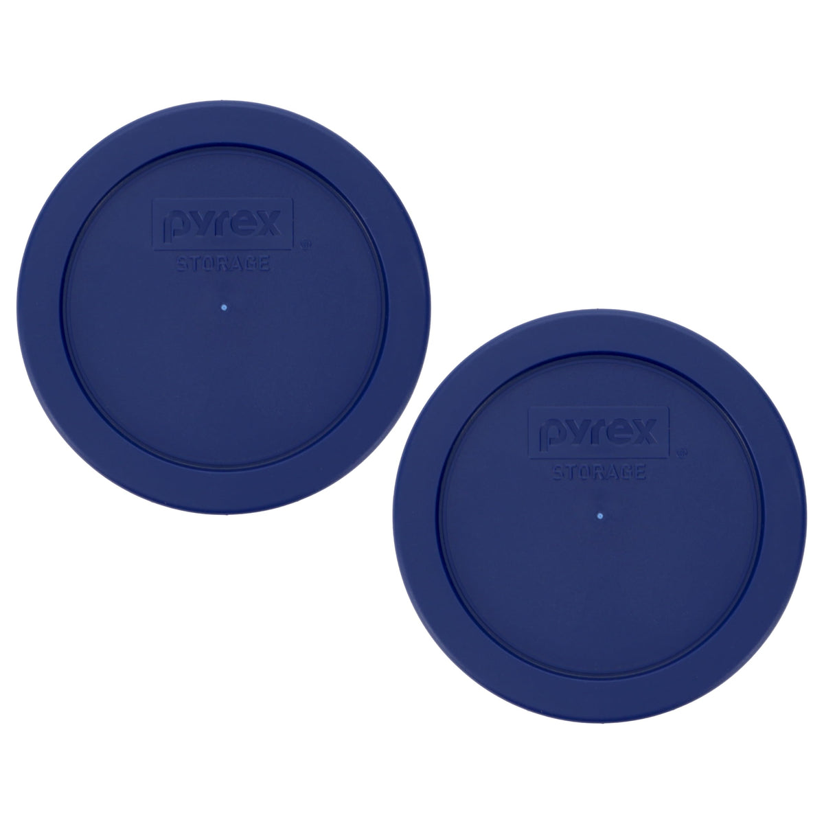 Pyrex 7200-PC 2 Cup Dark Blue Round Storage Lids - Original Genuine Pyrex Lids - 2 Pack