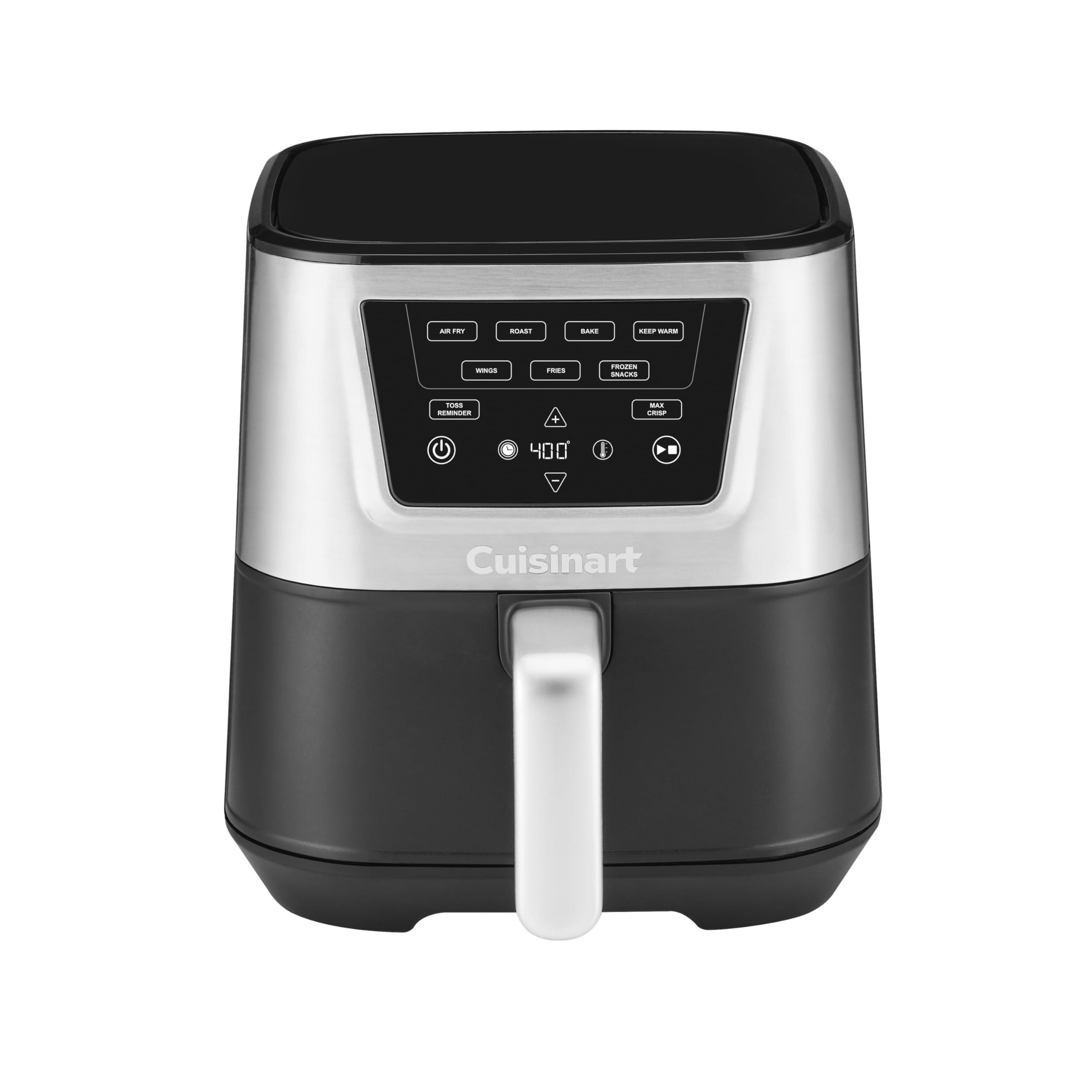 Cuisinart Air Fryer, Large 6-Quart Basket with 4 Cooking Functions to Air Fry, Bake, Roast, and Keep Warm, 3 Presets, PFAS-Free, Dishwasher-Safe Parts, AIR-180, Black & Stainless Steel