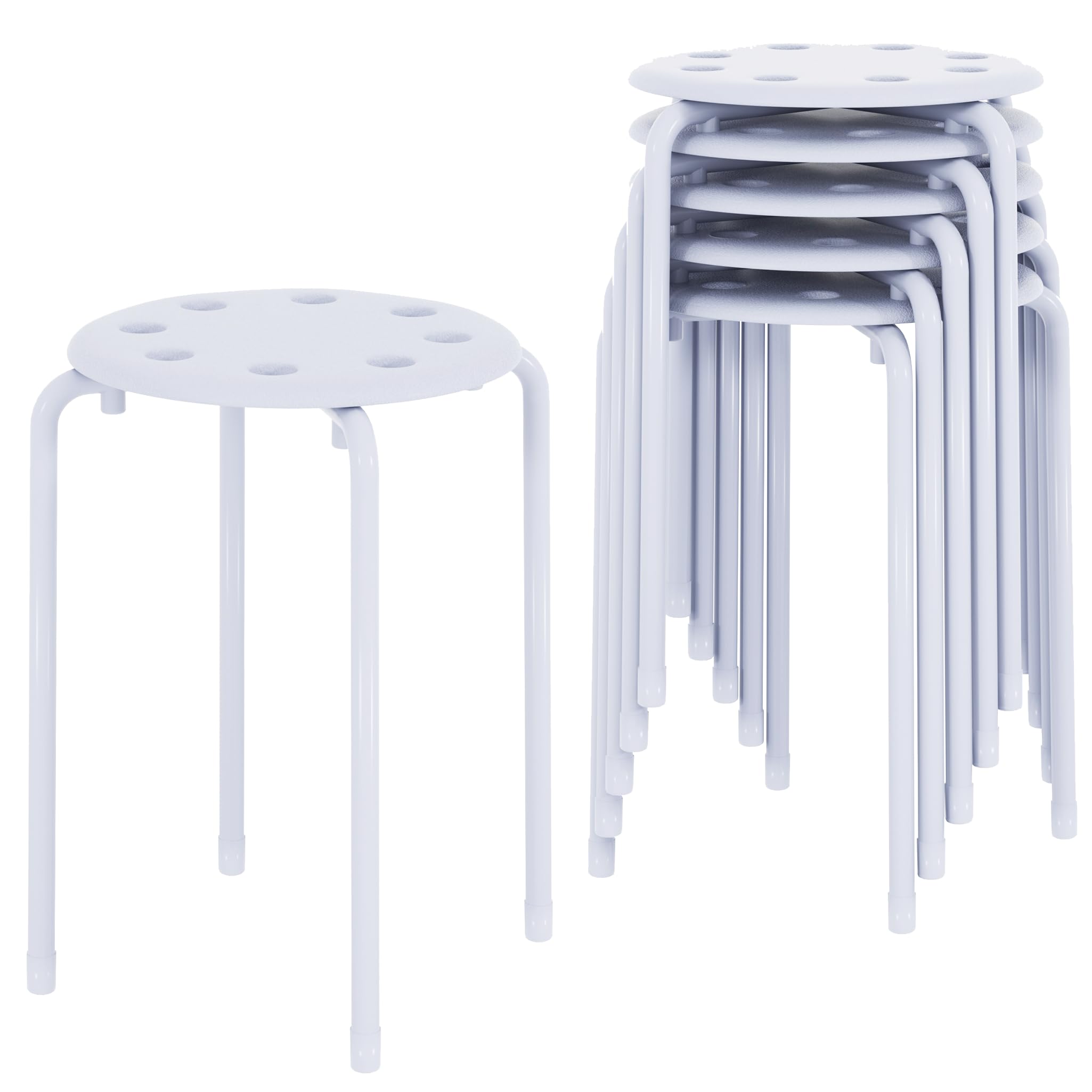 Vecelo 6-piece Stacking Stools, 17.7 Inch Standard Height, Portable Stackable Colorful Decoration Stools for School Classroom and Office Use,