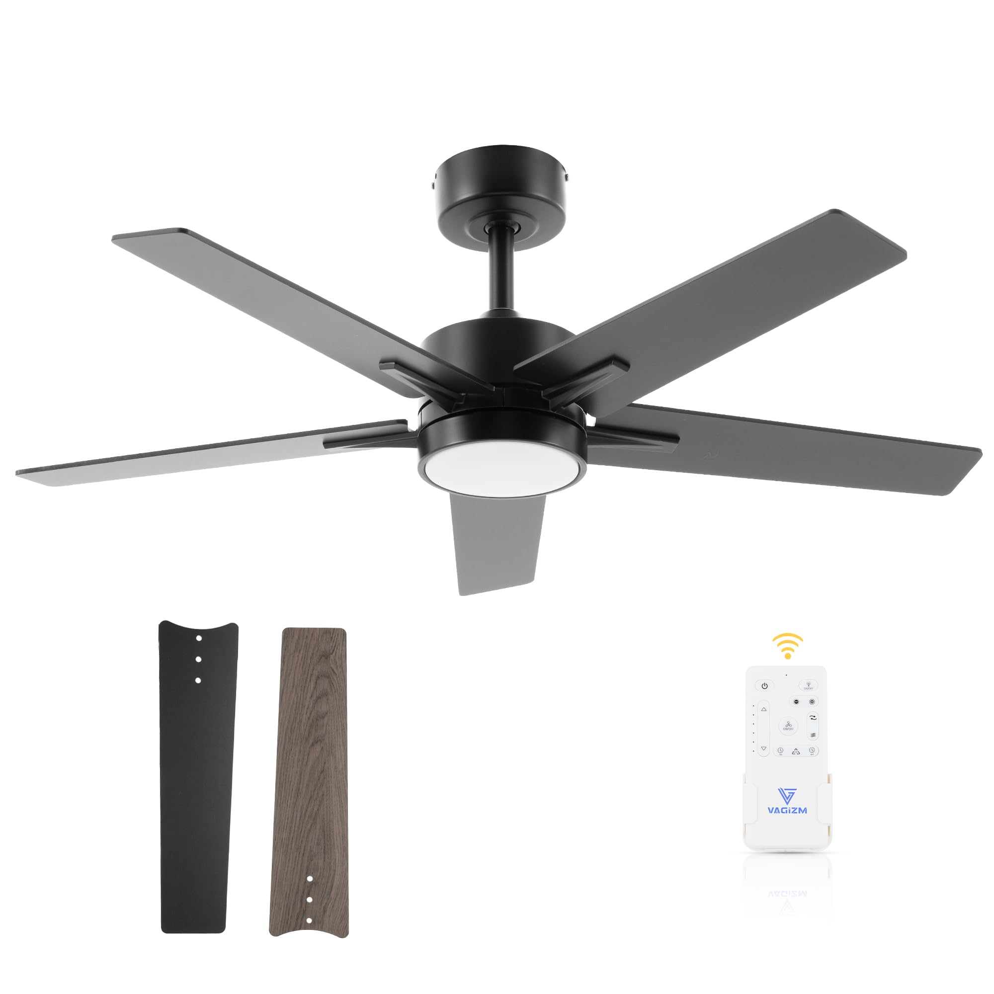 Ceiling Fan with Light Remote: 42 Inch Modern Fans with Dimmable Tri-Color Temperature LED - Quiet Reversible DC Motor for Home Office Bedroom