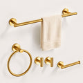Brushed Gold Bathroom Hardware Set 5 Piece with Towel Racks for Bathroom, SUS304 Stainless Steel Bath Towel Bar Set, 24 Inch Wall Mounted Accessories Kit…
