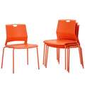 Sidanli Stackable Office Chairs, Orange Guest Chairs with Comfortable Streamline Seat, Stacking Chairs No Wheels for Conference Room, Set of 4