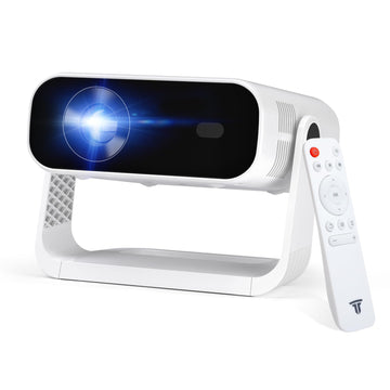 Wielio 2026 Smart Projector Android 14/TV with WiFi 6 and Bluetooth 5.0 Built in 1000+ Apps 210 ANSI Portable Bedroom Mini Movie Projector Auto Keystone & Zoom-black-and-white