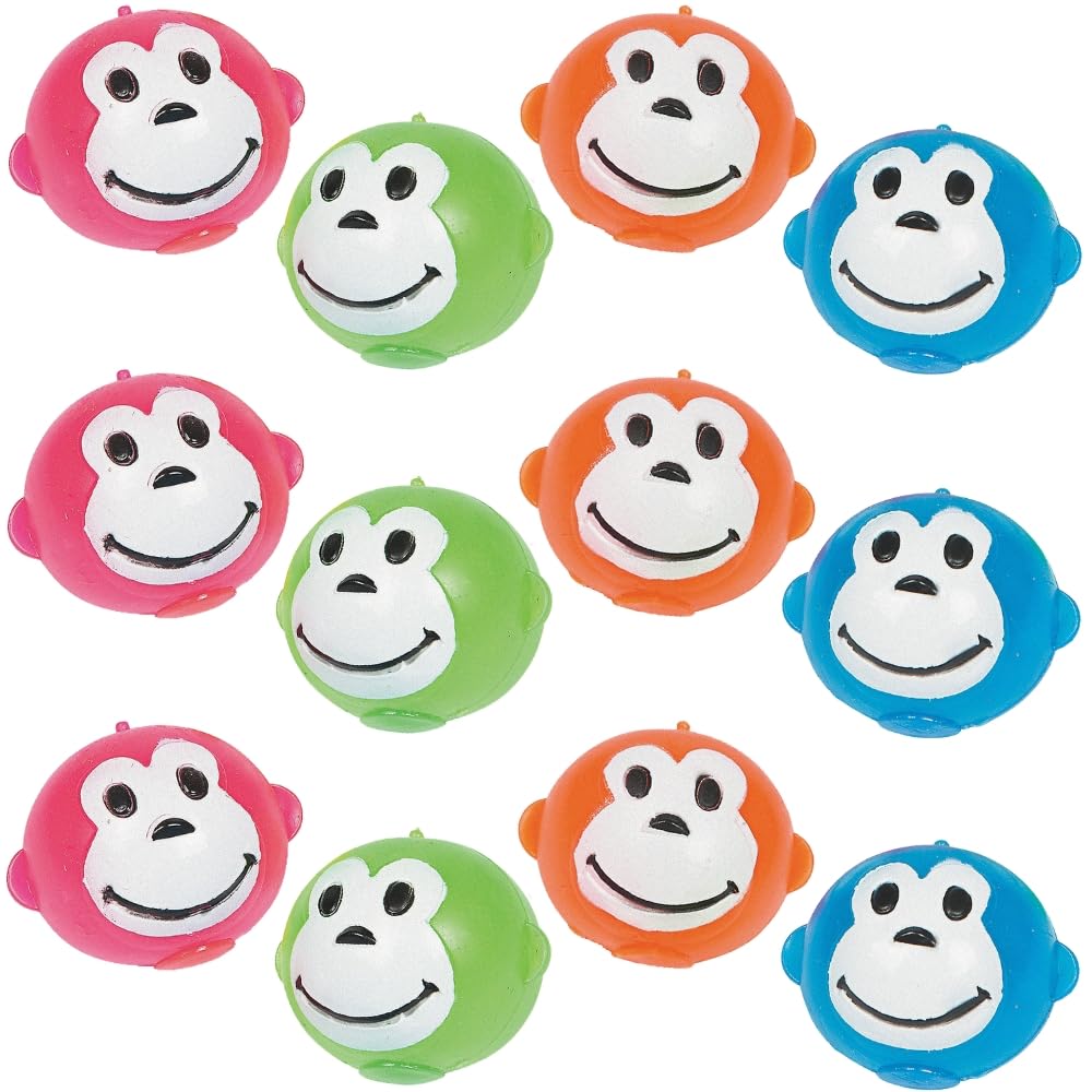 Fun Express - Neon Monkey Splat Ball - Value Toys - Sticky & Stretch Toys - 12 Pieces