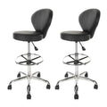 Klasika Pvc Faux Leather Drafting Chair Set of 4 Rolling Swivel Salon Stool with Back Foot Rest Adjustable Hydraulic Seat Height 30 Inch
