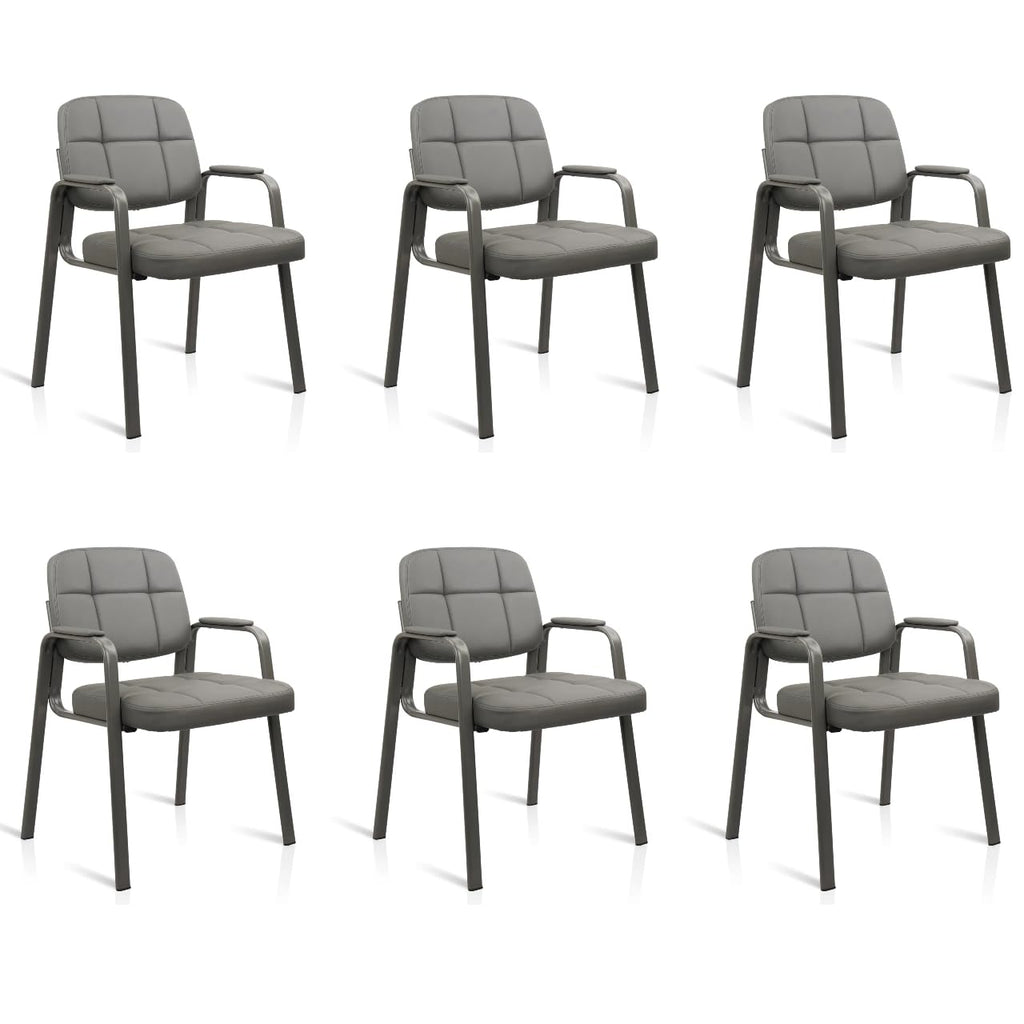 Clatina Waiting Room Guest Chair with Bonded Leather Padded Arm Rest for Office Reception and Conference Desk(grey 6 Pack)