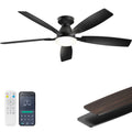 52 Inch Ceiling Fans with Lights, Remote & App Control, Quiet Reversible DC Motor, 6 Speeds, Dimmable 3CCT LED Light, Low Profile Flush Mount Ceiling Fan for Bedroom Living Room, Black